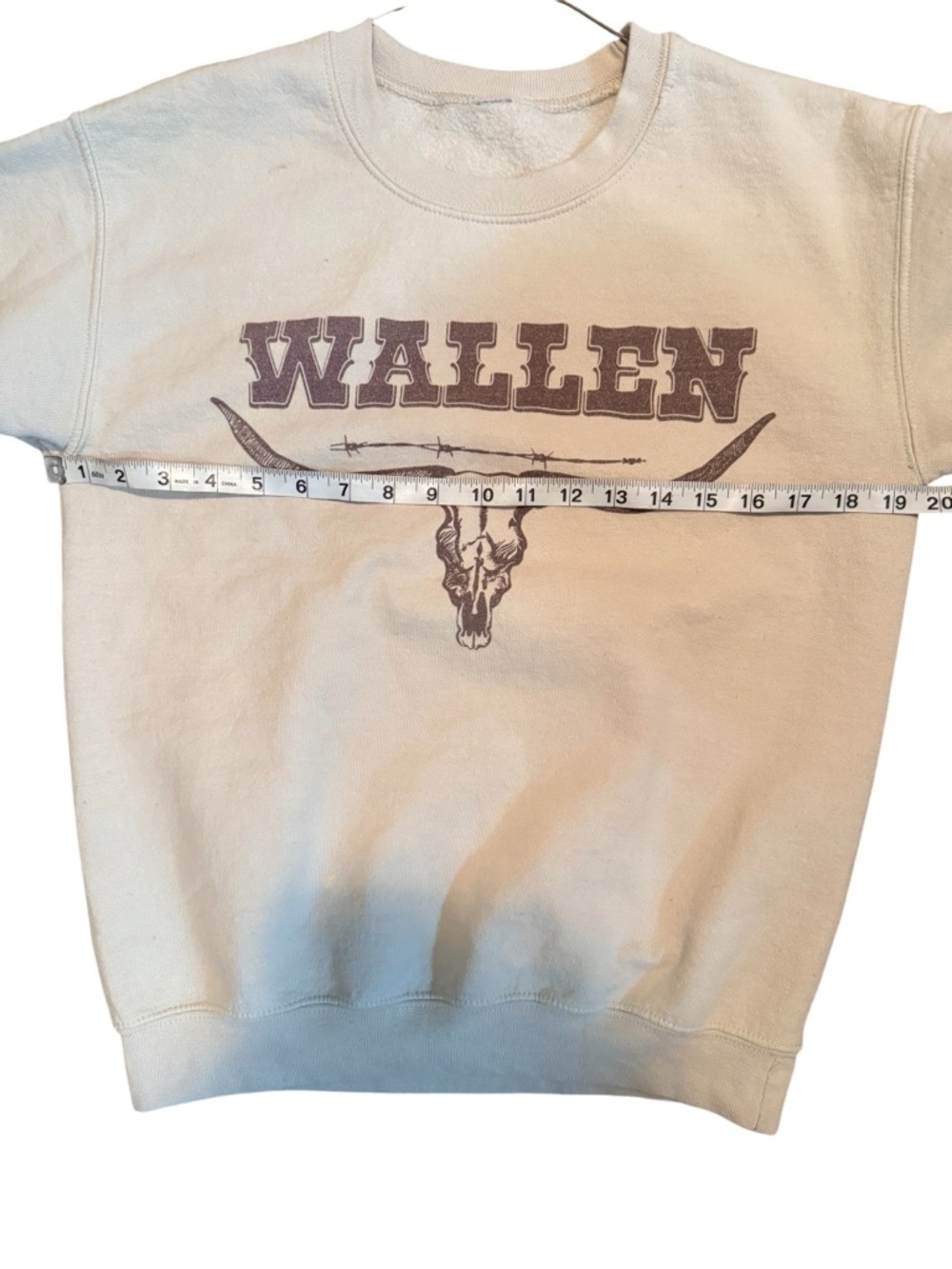 Morgan Wallen Graphic Sweater Western Country Whiskey Boots Beige Crewneck Small - Picture 4 of 6
